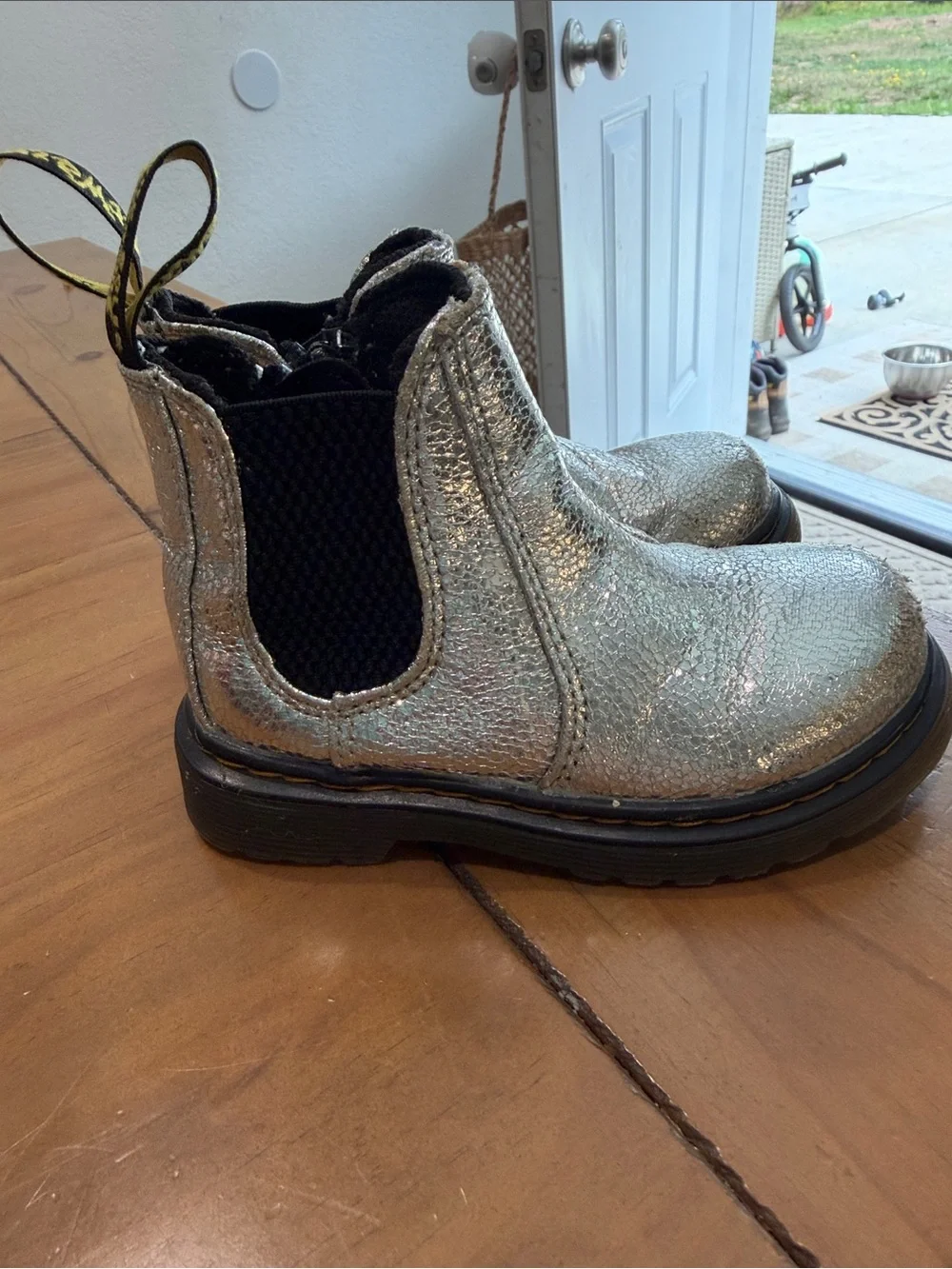 Dr. Martens Kids Silver Metallic Chelsea Boots